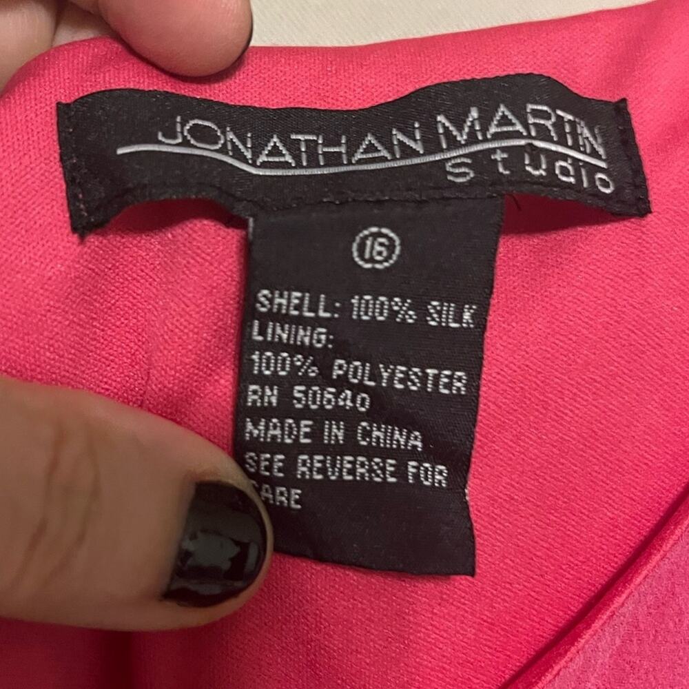 Jonathan Martin Y2K Hot Pink Silk Sleeveless Dress size 16 - Picture 4 of 4